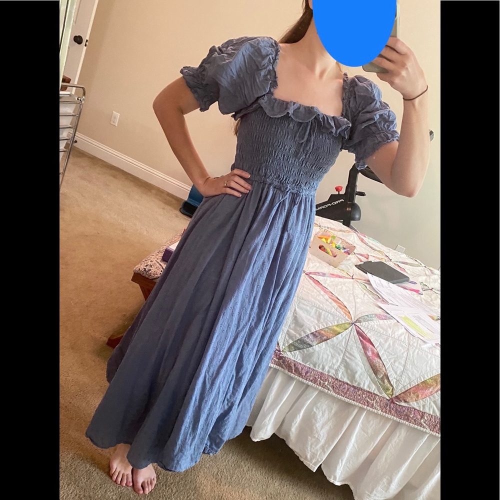 Blue flowy cottage-core dress size S/M